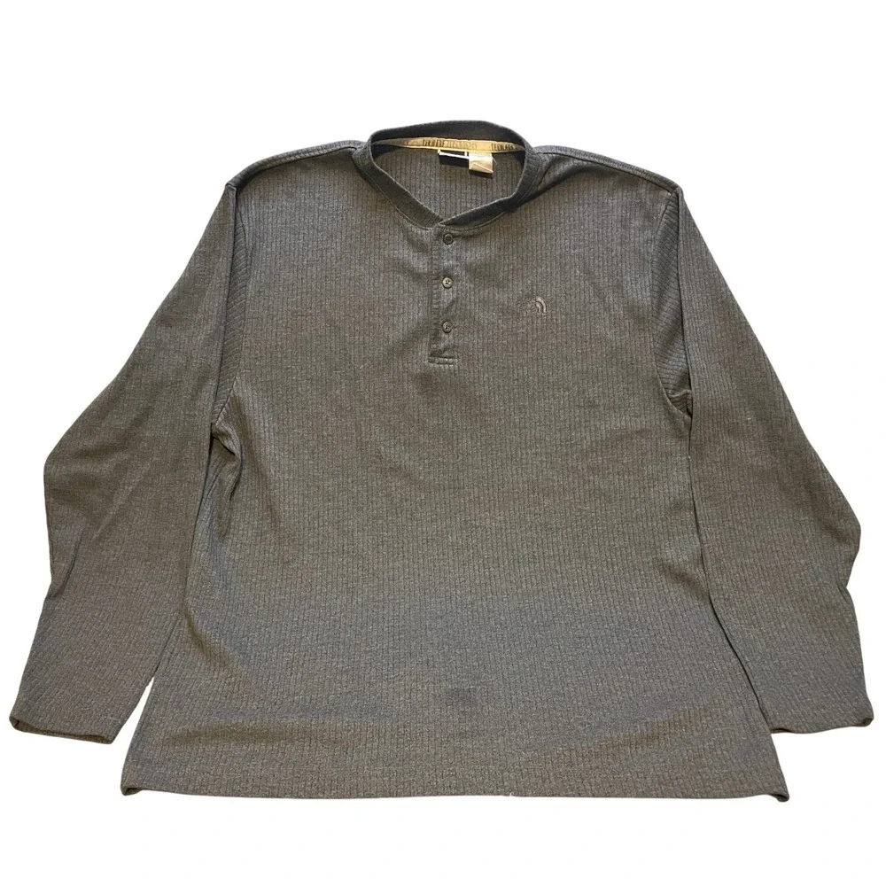 The North Face‎ Shirt Mens Large Henley Long Sleeve Ribbed Knit Pullover Gray